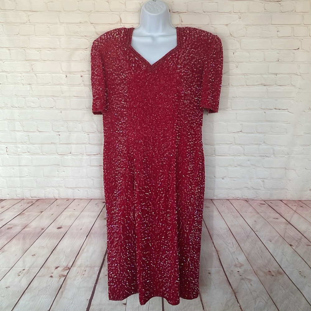 VGT 60’s SYLVIA ANN sequin cherry red dress size large
